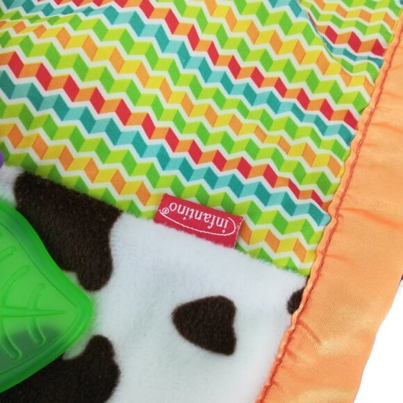 Infantino Cow Lovey Lovie Teether Leaf Security Blanket Blankie Satin Crinkle - Picture 3 of 9
